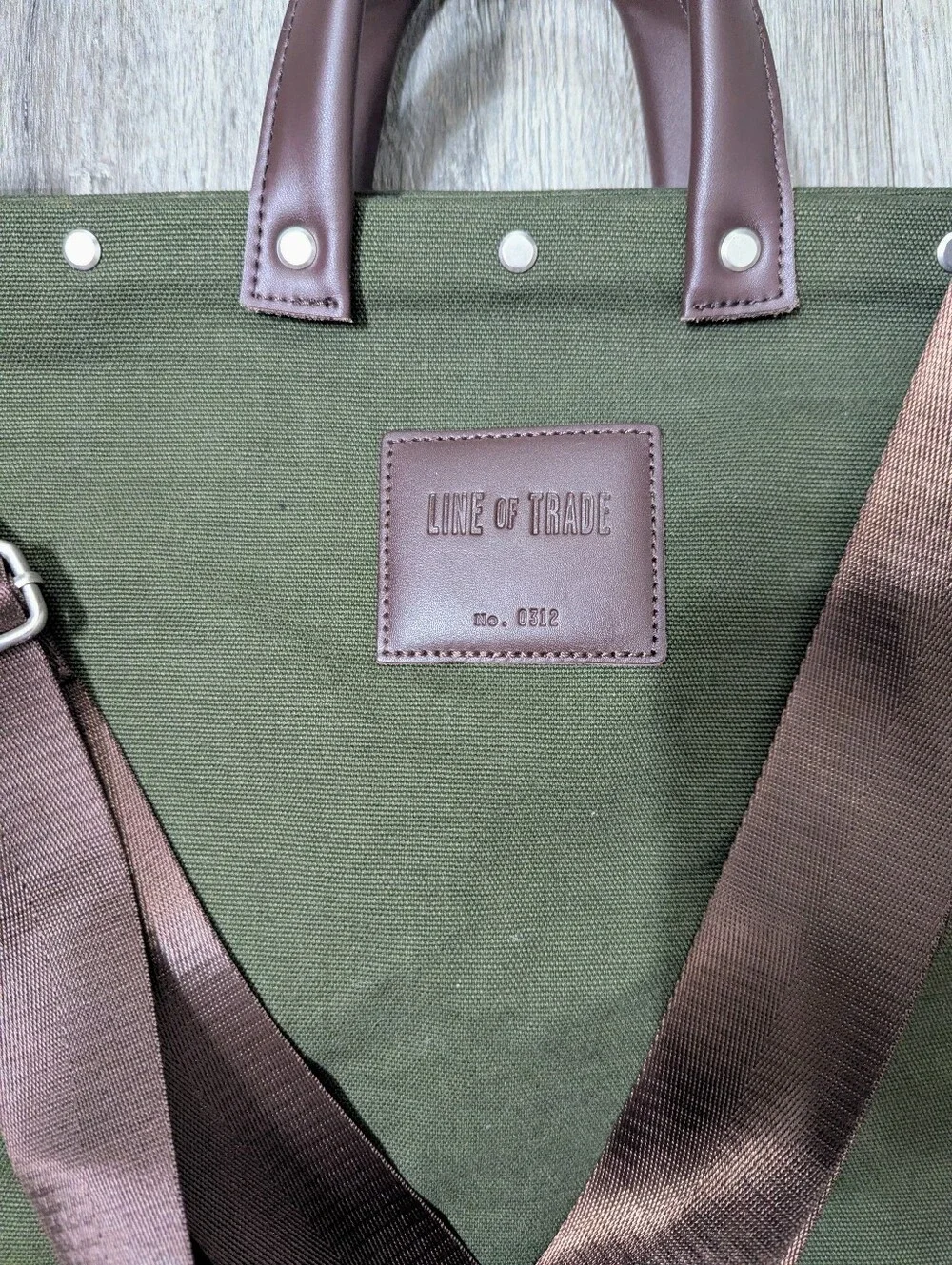 Line of Trade Olive Green Canvas Weekender with Brown Trim